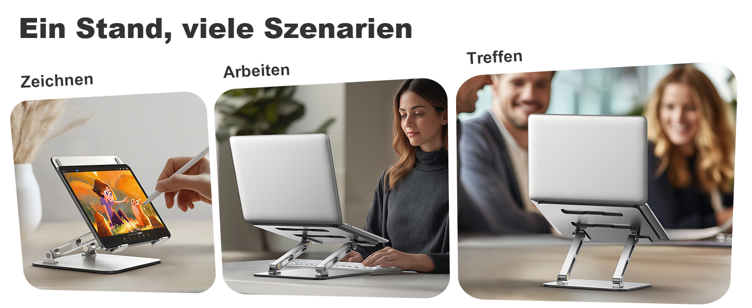 Підставка для ноутбука Babacom з охолодженням, регульована по висоті, ергономічна, складна, для MacBook Air/Pro (10-16 дюймів)