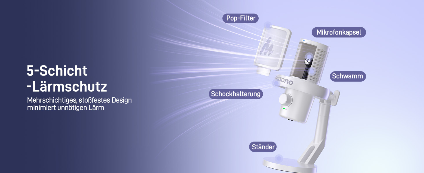 MAONO DM40 Бездротовий мікрофон для ПК з RGB підсвічуванням та ШІ-зміною голосу, 3-рівнева шумозаглушення, для геймінгу, подкастингу та стрімінгу