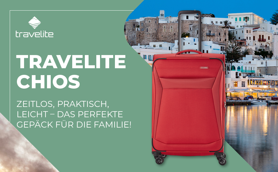 Валіза Travelite Chios L на 4 колесах, м'яка, з розширенням і захистом кутів, 78 см, 90-97 л, червона, дорожній чемодан