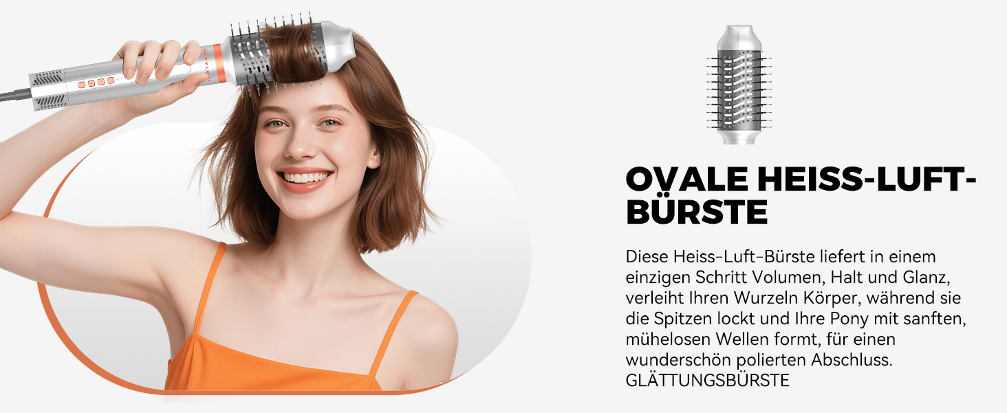 Air Styler Hair Stylers Airbrush 5-в-1: Мультистайлер, фен-щітка для об'єму, локонів, випрямлення та сушіння волосся (800 Вт, помаранчевий)