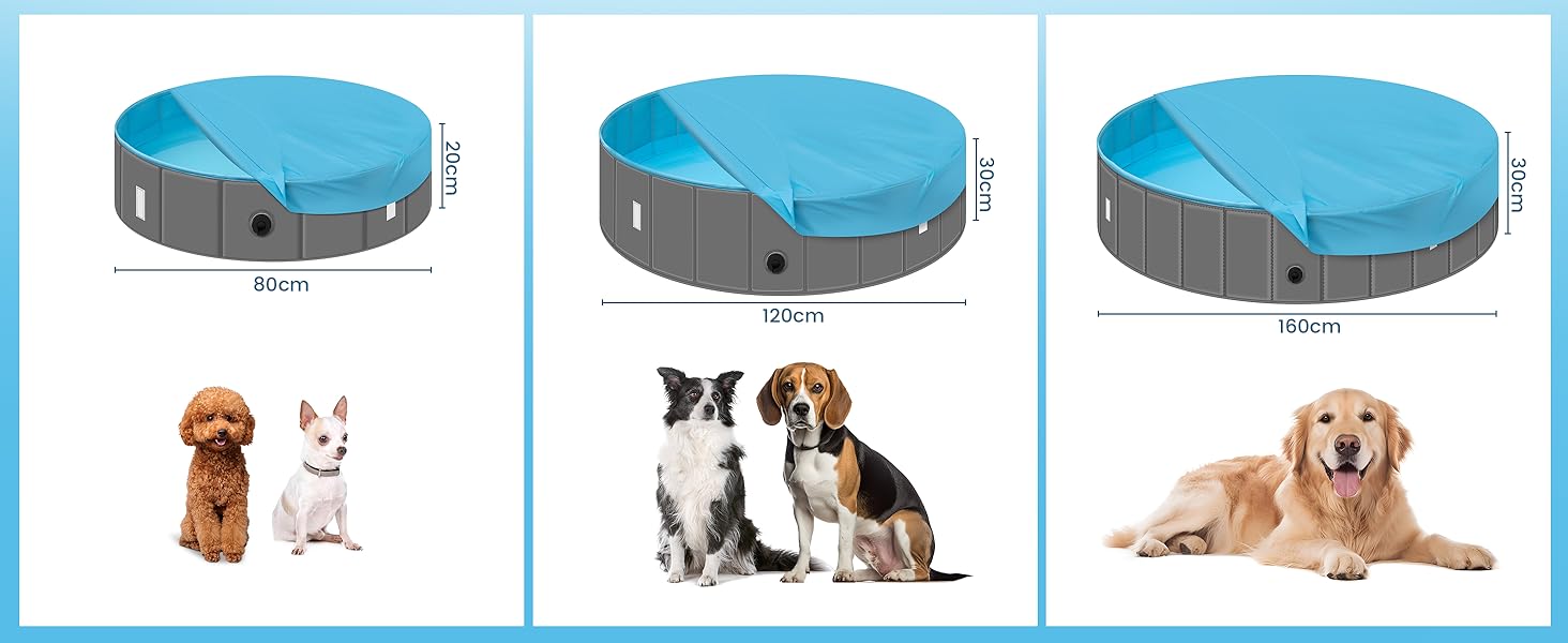 Басейн для собак великих порід EUGAD 120x30 см з кришкою. ПВХ басейн для собак, антиковзне покриття, легко складається