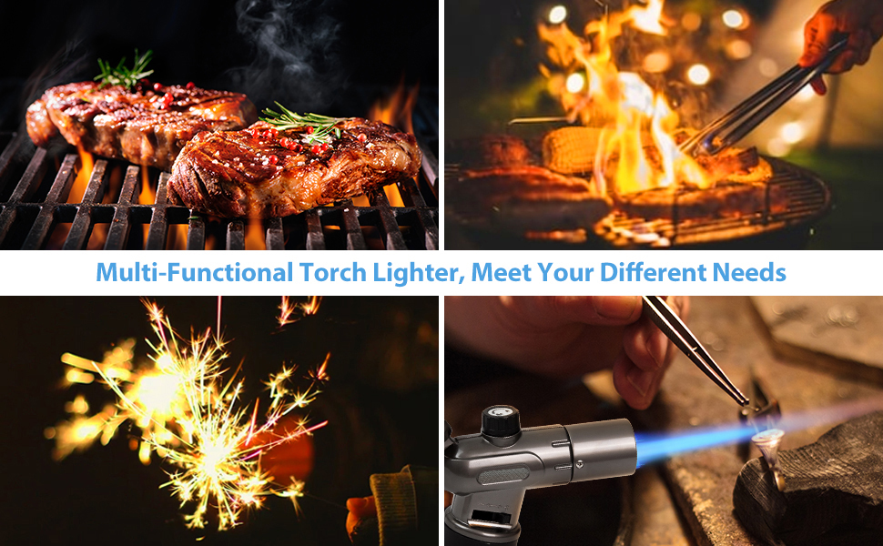 Пальник RONXS Flambierbrenner для приготування Crème Brulée, кухонний, з регульованою полум'ям, чорний