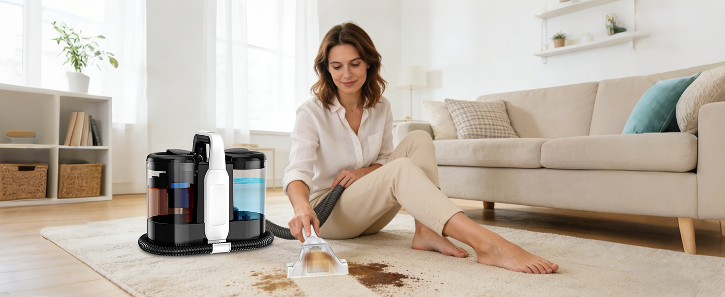 Пристрій для чищення м'яких меблів та килимів, 600W, 17kPa, миючий пилосос, з миючим засобом, компактний, для килимів, диванів, автомобільних сидінь та соф