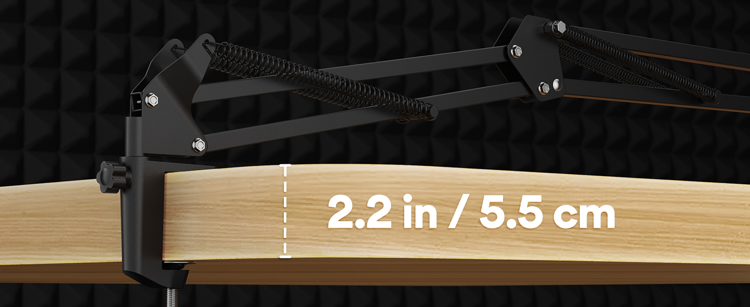 Тримач для мікрофона Maono BA20, регульований, для подкастів, геймінгу, стрімінгу та запису звуку, з кріпленням до столу та адаптером 3/8' - 5/8'