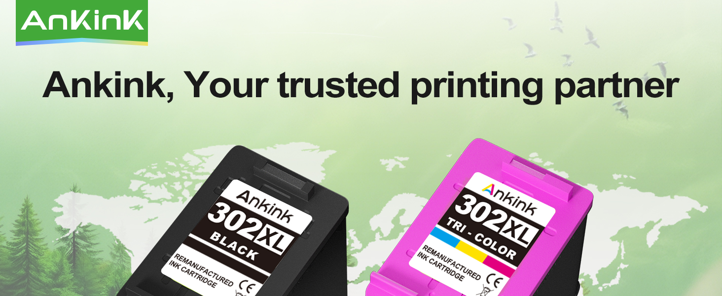 Картриджі для принтера ANKINK 302XL (чорний та кольоровий), замінник HP 302 XL, набір 2 шт.