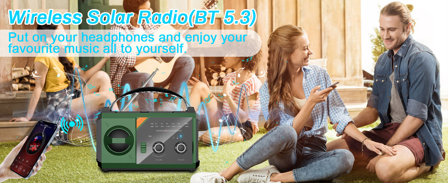 Радіо Kurbelradio на 27000mAh з Bluetooth, сонячне радіо з живленням від ручки, AM/FM, портативне, для надзвичайних ситуацій, з ліхтариком, зарядкою для мобільного телефону, для кемпінгу та активного відпочинку, чорний, зелений