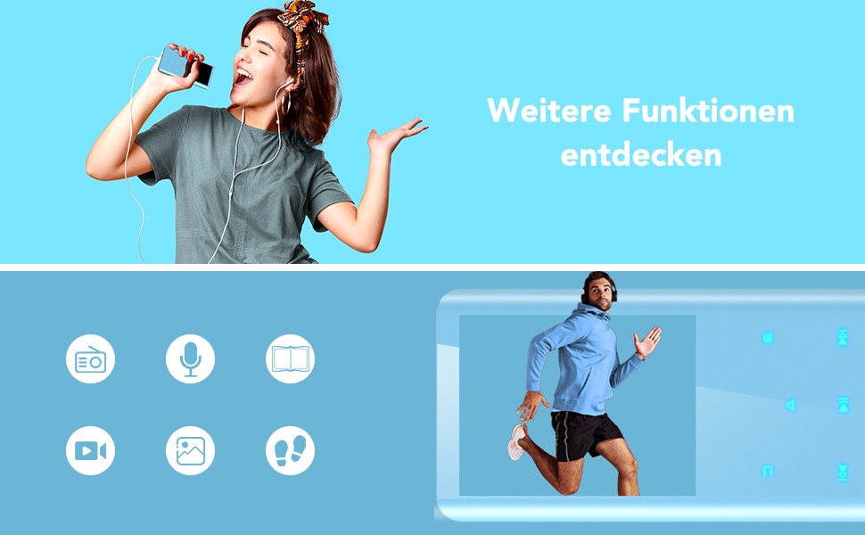 MP3 плеєр AGPTEK 64GB Bluetooth 5.3, 2.4