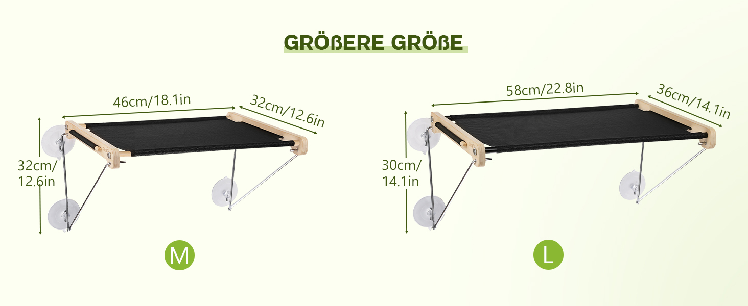 Ліжко-гамак для котів на вікно до 15 кг з масиву дерева та металу, 46 x 32 см