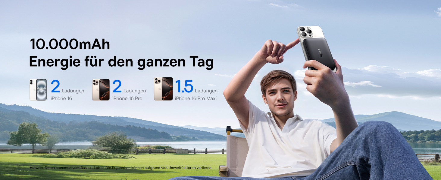 Power Bank Baseus EnerFill MagSafe 10000mAh з PD 22.5W та бездротовою зарядкою 15W (Qi2), чорний