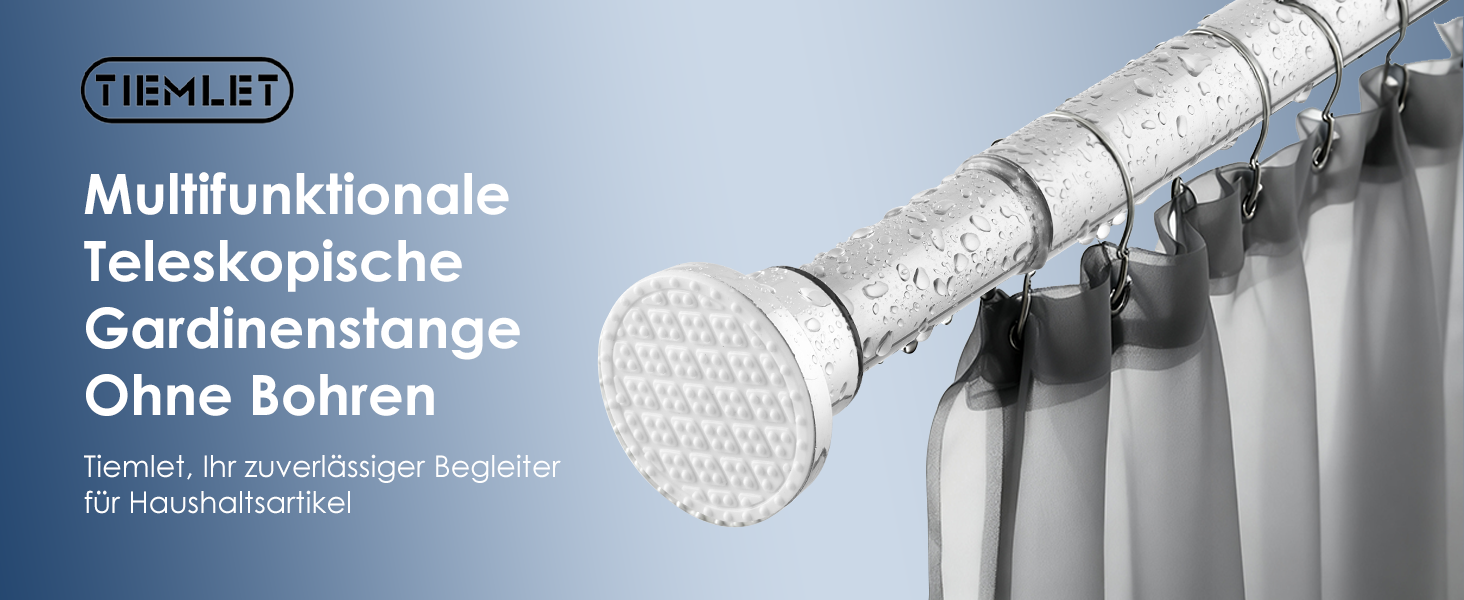 Штанга для душу з нержавіючої сталі без свердління, телескопічна, 70-195 см, срібна