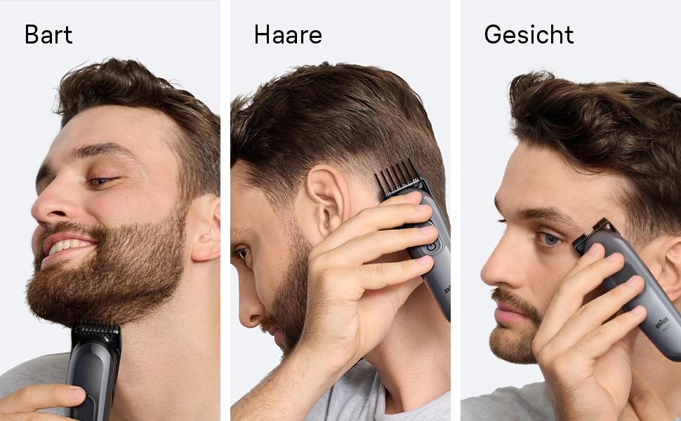 Braun Multigroom Series 3 AIO3545: Триммер 8-в-1 для бороди, волосся та тіла (сірий)