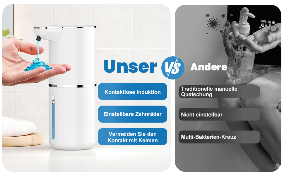 Автоматичний диспенсер для мила з датчиком, настінний, USB, 4 рівня, білий - для кухні, ванної, школи