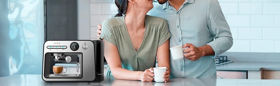 Кавоварка Cecotec Power Espresso 20 Square Pro, 1450 Вт, 20 бар, з ThermoBlock, парогенератором, знімним баком 1 л, підігрівом чашок, для еспресо