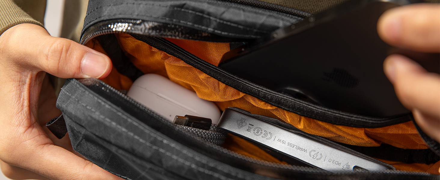 tomtoc X-Pac нагрудна сумка для чоловіків та жінок, 1,5 л, чорна. RFID захист, для подорожей, повсякденного використання