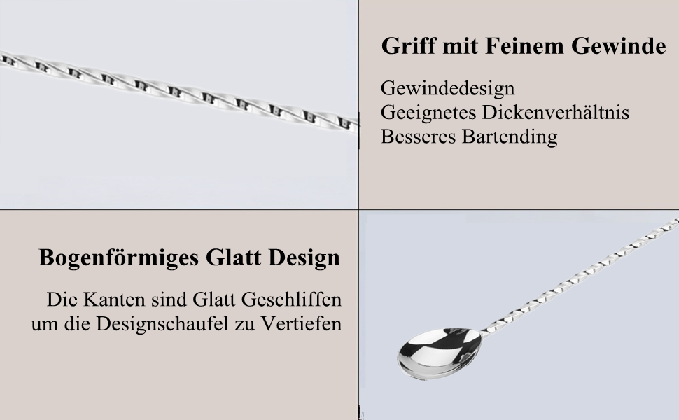 Нержавійна ложка для коктейлів та кави Fdit з довгим руків'ям, для бару та дому