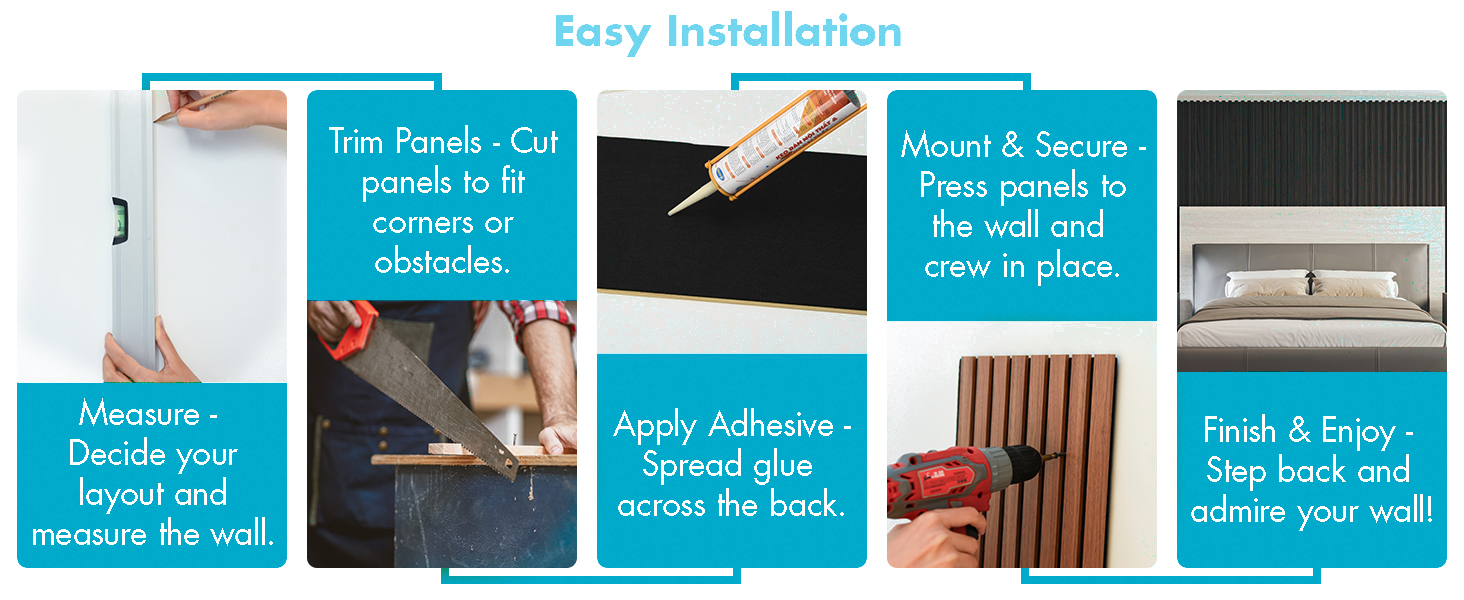 Акустичні панелі Art3d Темний горіх, 3D стінові панелі для звукоізоляції офісу, студії та вітальні, шпоноване дерево з фетровою основою, 60x30 см (набір 4 шт, 0.72 м²)