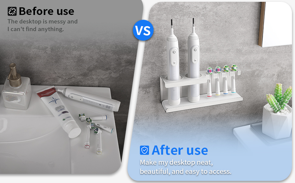Тримач для електричної зубної щітки, нержавіюча сталь, кріплення на стіну без свердління, універсальний для насадок (сріблястий)