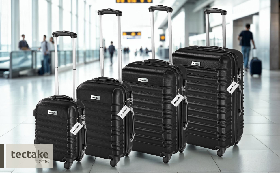 Набір валіз Tectake® 4 шт. з ABS-пластику, S-M-L-XL, з роликами, телескопічним ручками та замками, з ваговою та аксесуарами для валіз