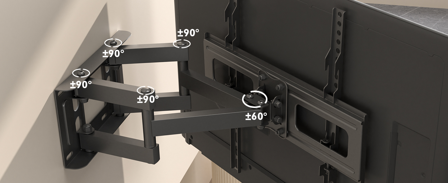 BONTEC Swivel & Tilt TV Wall Mount - Full Motion for 23-70 inch LCD LED Curved TVs & Monitors (up to 45kg, VESA 400x400mm)