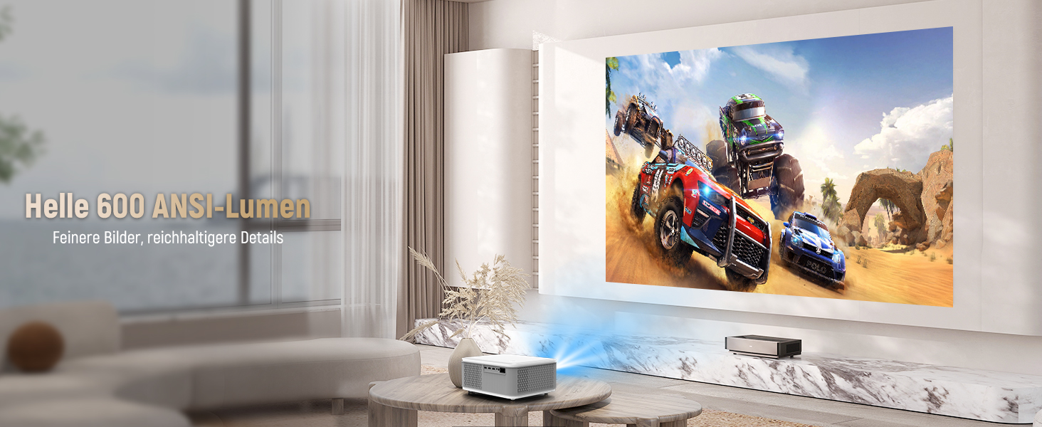 Портативний проєктор Mini Beamer 4K/1080p з Wi-Fi 6 та Bluetooth 5.4. Підтримка Auto Keystone, 200-дюймовий екран, сумісний з ноутбуками, смартфонами та TV (сірий)