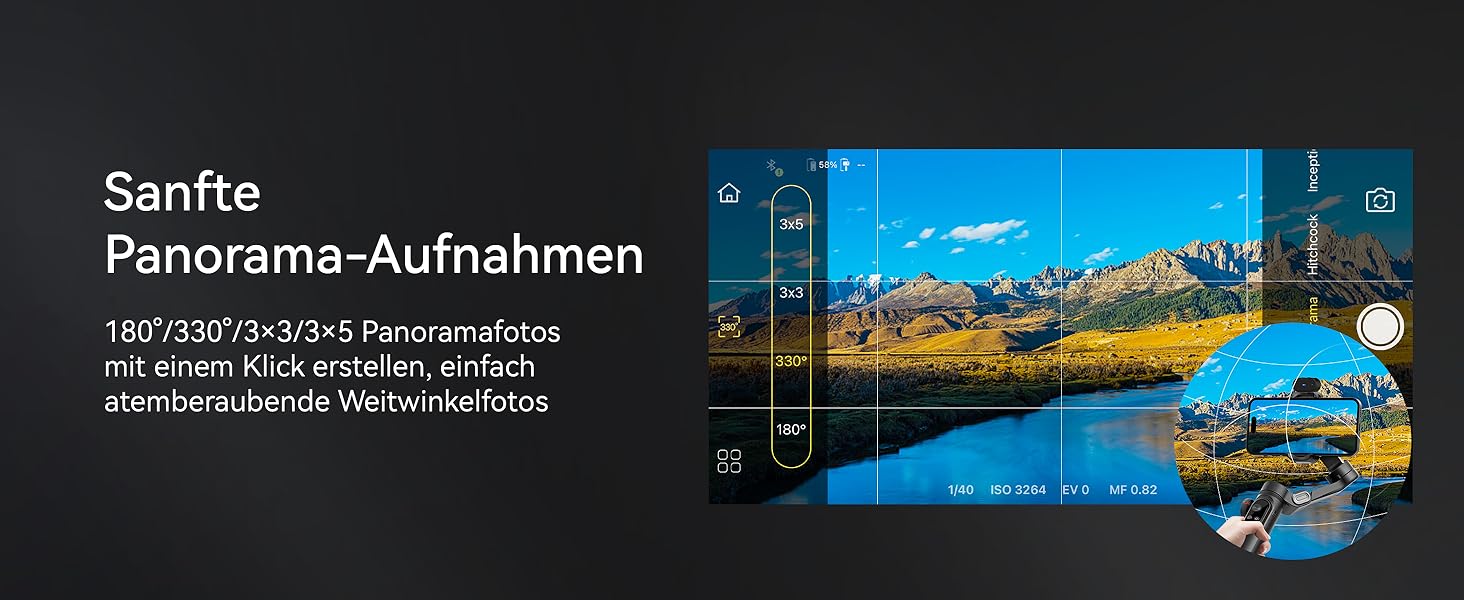 Стабілізатор для смартфона AOCHUAN 3-осьовий з RGB-підсвічуванням, для iPhone/Android, з функцією відстеження обличчя, для зйомки Vlog (Smart X Pro AI, Чорний)