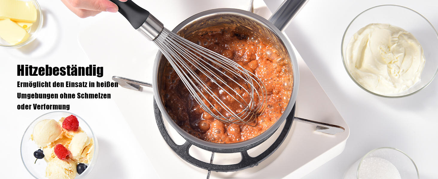 Міксер ручний кухонний Doosu 30см, з нержавіючої сталі 18/8, 12 гнучких дротів, чорний