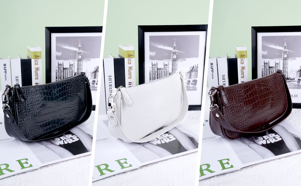 Сумка жіноча через плече крокодиляча шкіра ретро вінтаж коричнева #2 – маленька сумка-міні, класична сумка-шопер