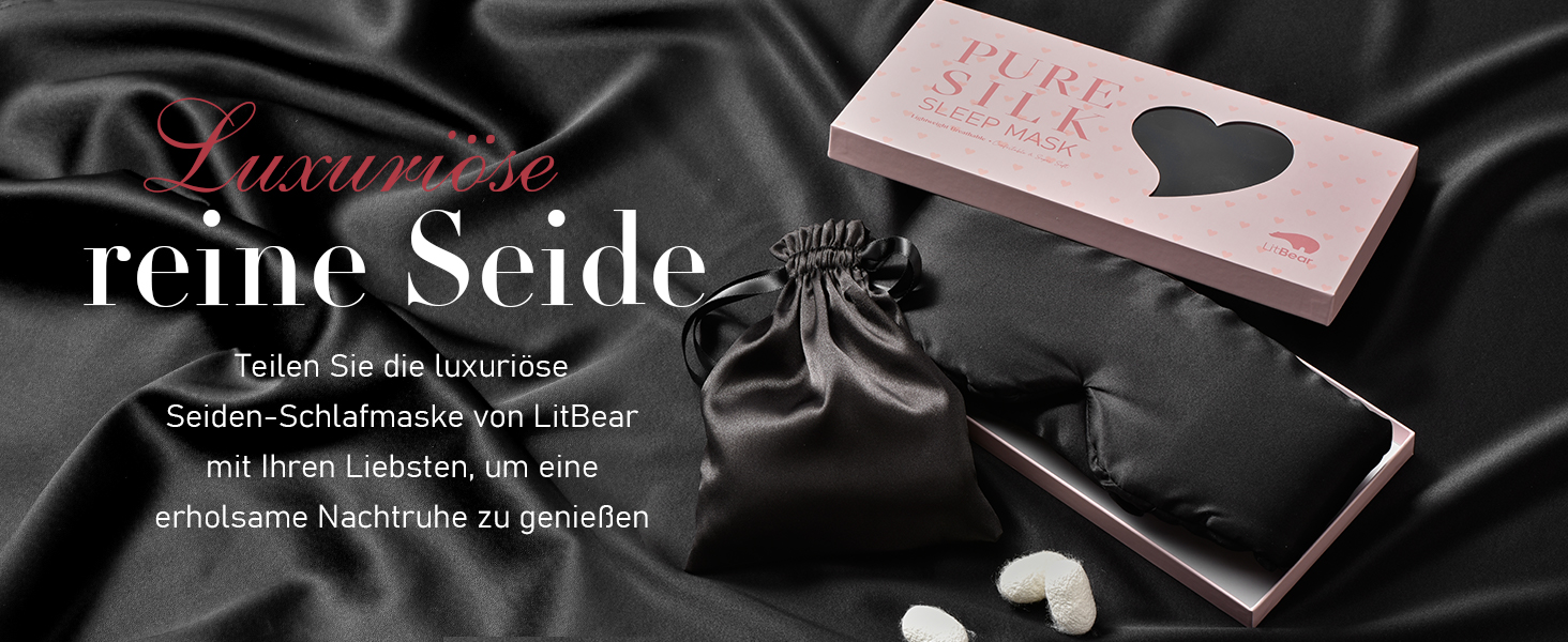Шовкова маска для сну LitBear, 100% шовк 22 momme, для жінок та чоловіків, з регульованою стрічкою, комфортна та зручна
