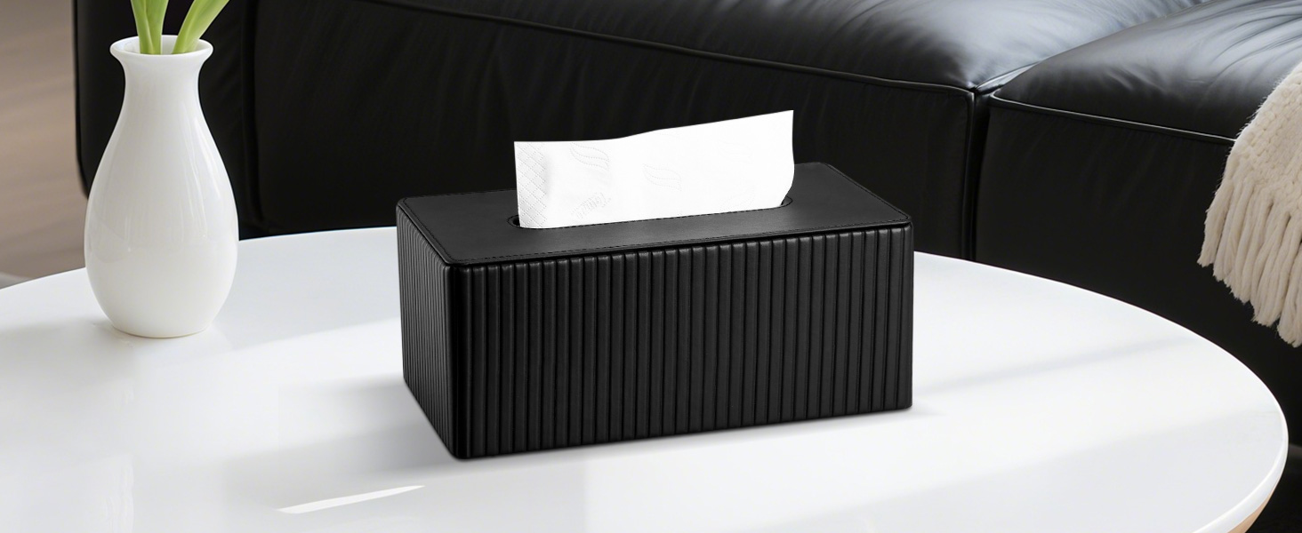 KINGFOM Скляниця для серветок прямокутна, з PU шкіри, бежева - для вітальні, ванної кімнати та офісу