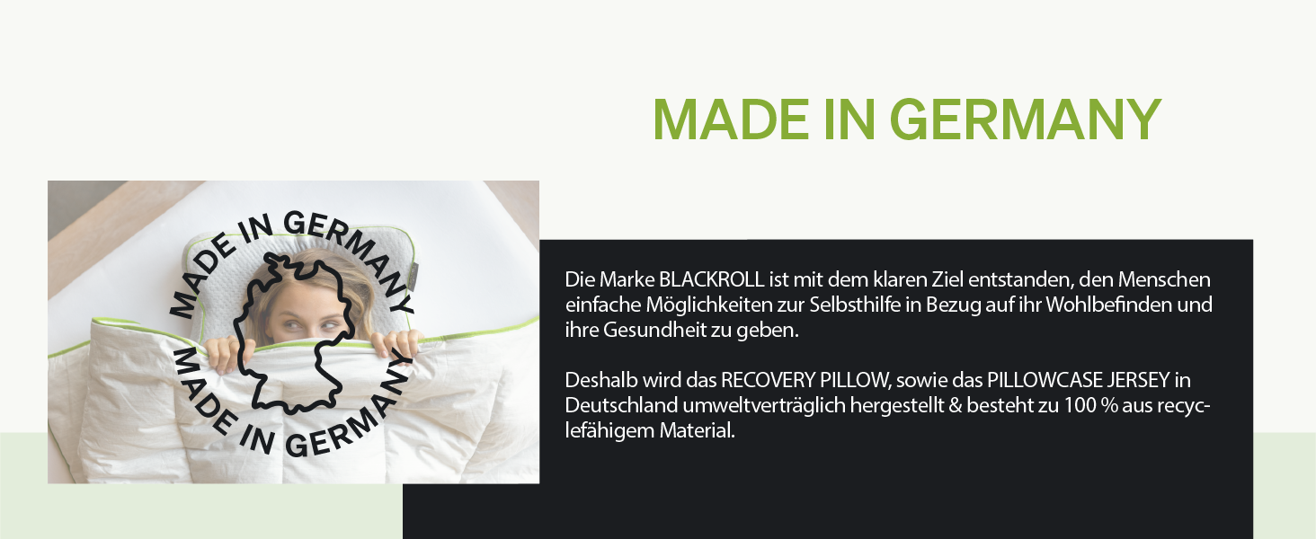 BLACKROLL® Recovery Pillow Set (50 x 30 cm), orthopedic pillow with additional cover, ergonomic head pillow with travel bag, neck pillow made of viscose memory foam, Made in Germany, Climate pillow + Climate pillow cover