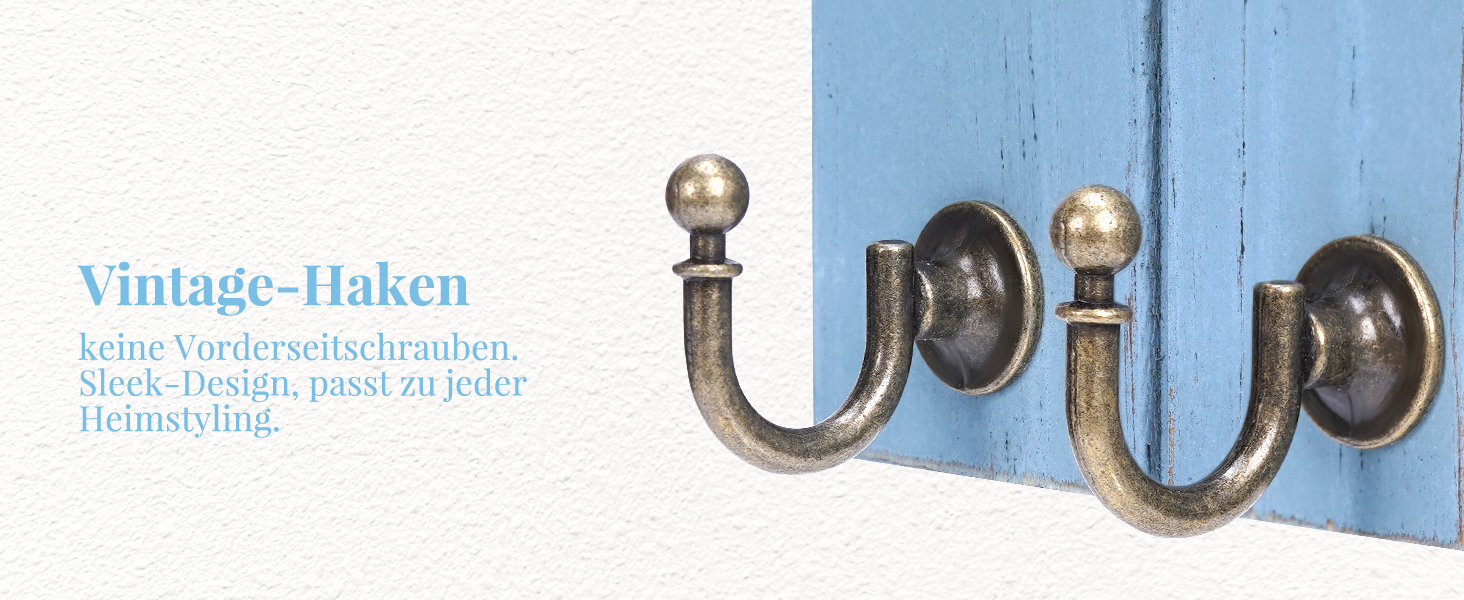 Дерев'яне ключниця з поличкою, 5 гачків, для прихожої, спальні, вітальні (Блакитний)