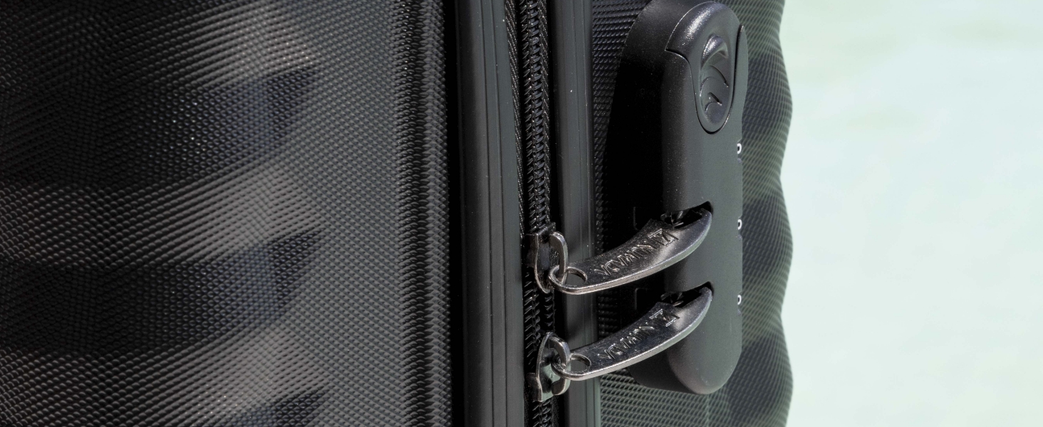 Ручна поклажа валіза Upfly XS 55x36x19 см, 31 л, ABS, 4 подвійні гумові колеса, кодовий замок, роздільник, ремені для фіксації, чорна жорстка оболонка