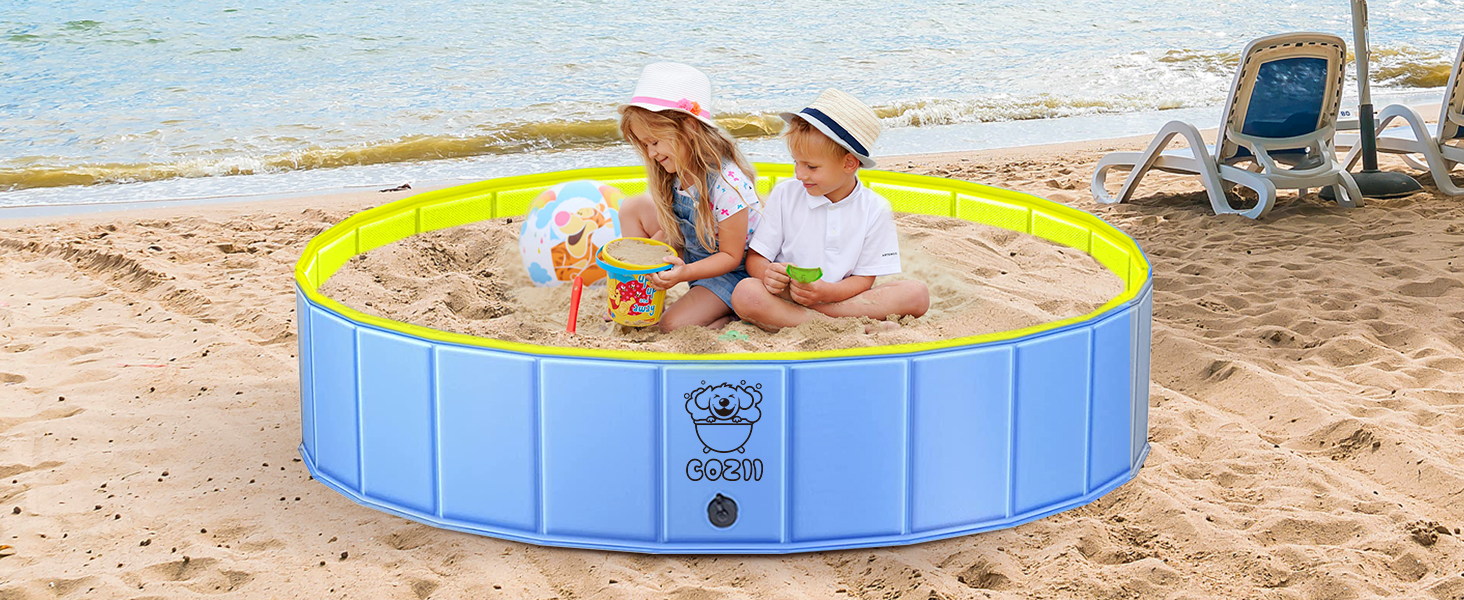 Складаний басейн для собак COZII 160x30 см, нековзний ПВХ, з щіткою, для великих і малих собак, дитячий надувний басейн