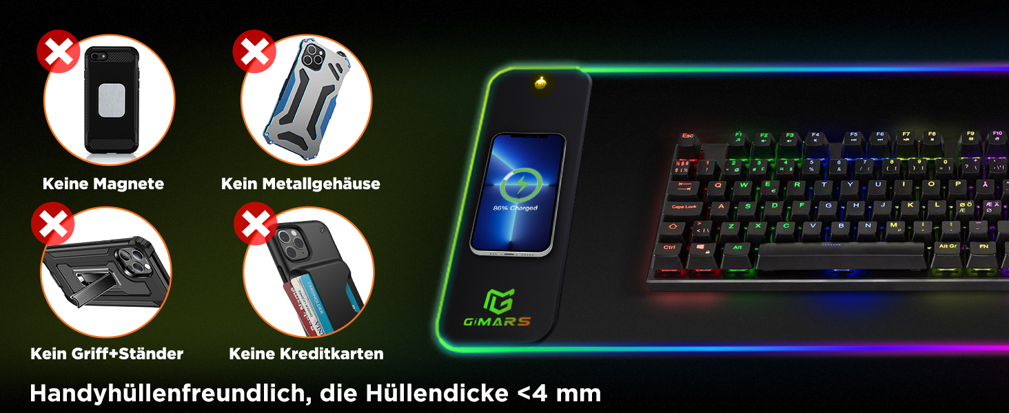 Килимок для миші ігровий Gimars RGB XXL, 800x300x5 мм, з підсвічуванням 12 LED, вологостійкий, з гумовою основою, чорний