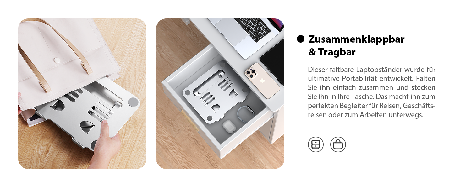 Підставка для ноутбука CreaDream, алюміній, 360° обертання, регульована, для 10-17