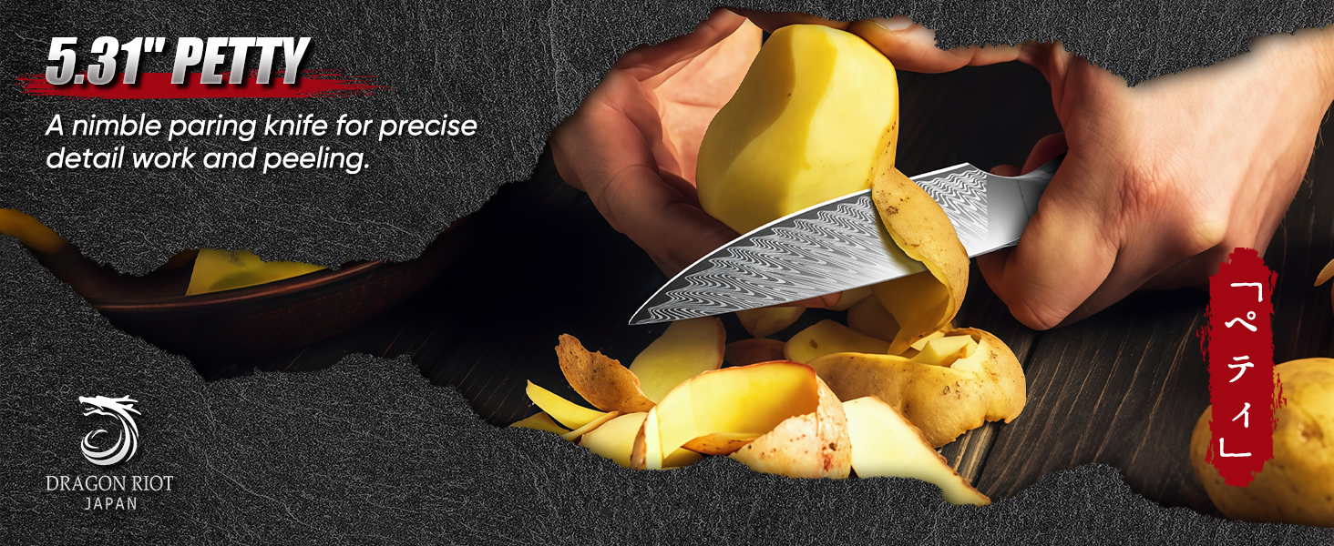 DRAGON RIOT Кухонний ніж професійний, шеф-ніж з ручкою з епоксидної смоли, з піхвою (універсальний)
