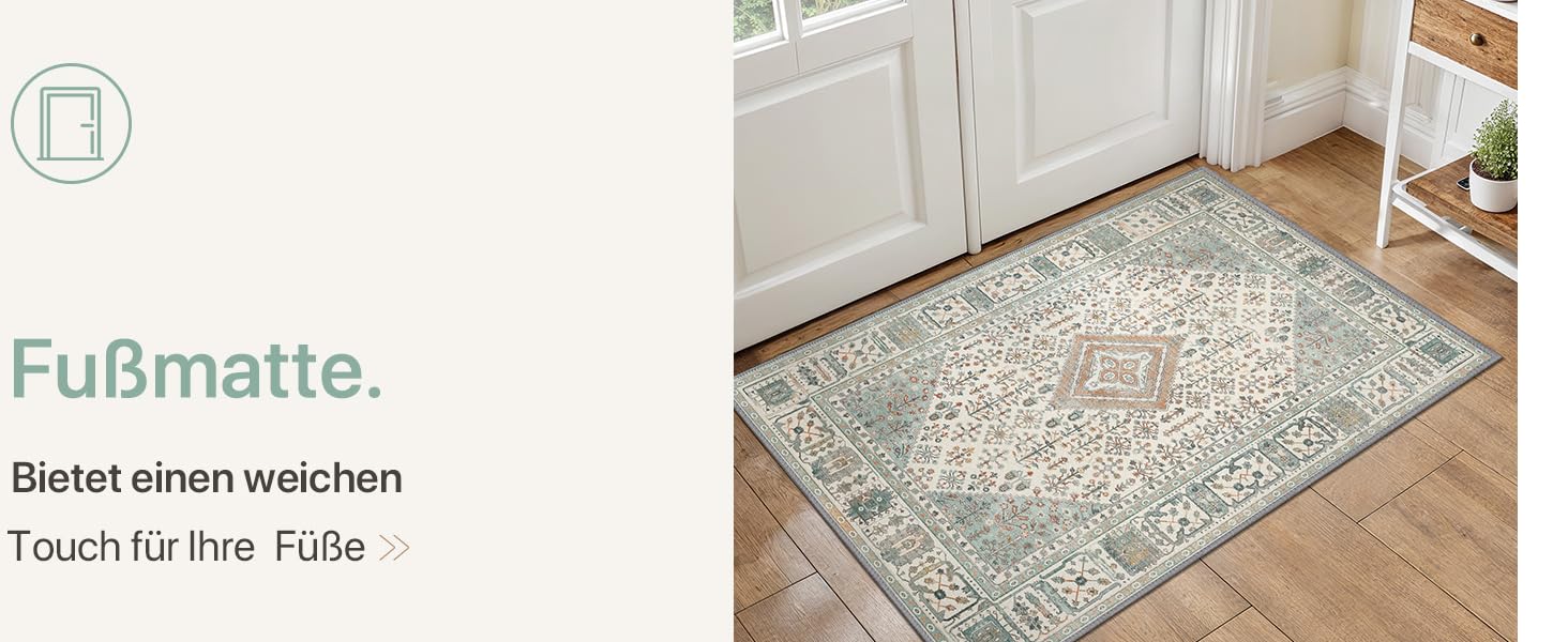 Килим GENIMO Boho Vintage 160x230 см, короткий ворс, антиковзаючі, для вітальні, спальні, їдальні, офісу, салатовий, геометричний, прямокутний