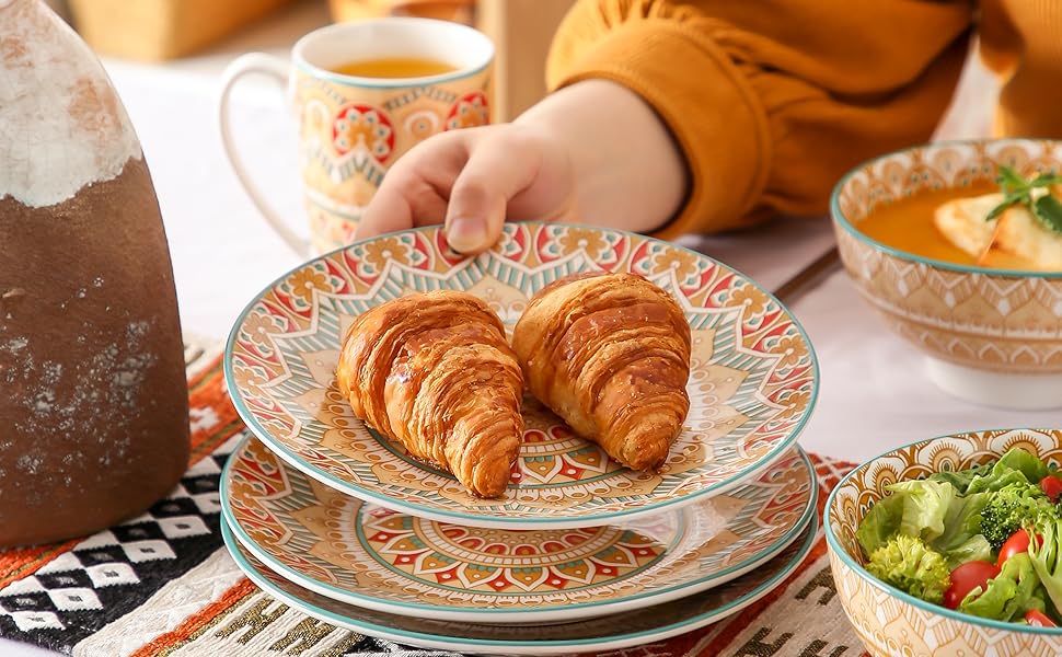 Сервіз столовий порцеляновий Vancasso MANDALA, 16 предметів, для 4 осіб, богемський стиль (Small Plate, Mandala-yellow)