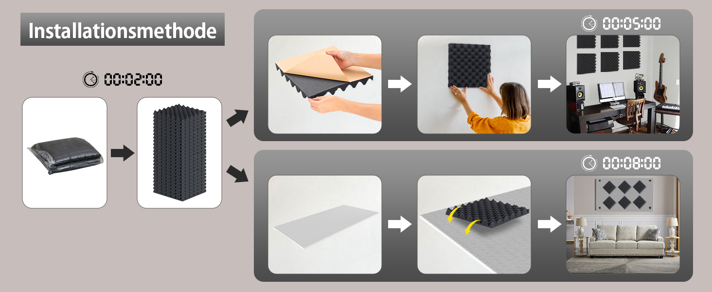 Акустичний поролон самоклейний пірамідальний, панелі для шумоізоляції студії, офісу та дому, чорний, 30x30x3 см, 24 шт