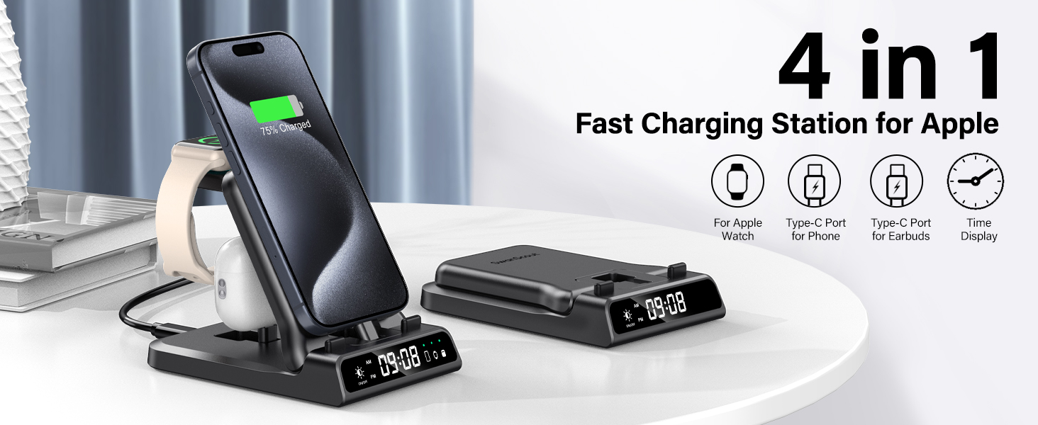 Зарядний стан для Apple SwanScout 701A: iPhone, Apple Watch, AirPods. Підходить для iPhone 6-17