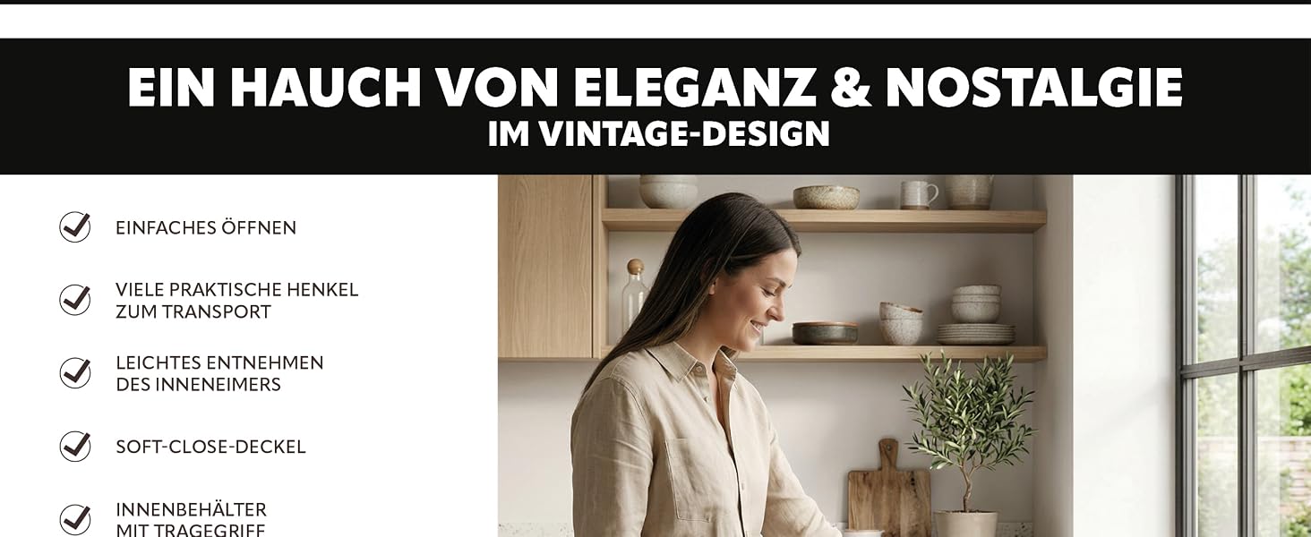 Сміттєвий відро eluno VINTAGE з педаллю, металевий, 30 літрів, чорний