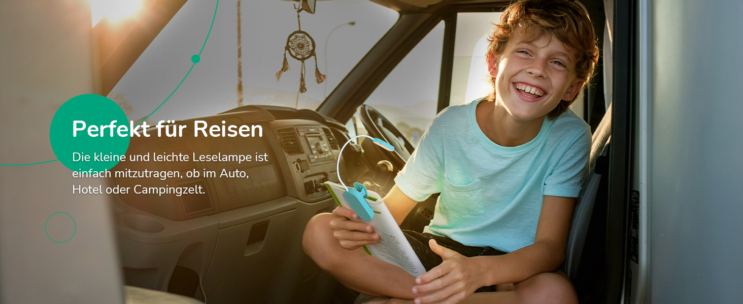 EDISHINE LED Кліпса для читання: USB-лампа з 3 кольорами та регулюванням яскравості, для дітей, для ліжка, авто, столу, кута. Захищає зір.