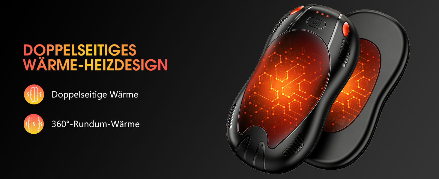 Електричний грілка для рук з акумулятором 10000mAh, 2 шт. в комплекті, 3 режими нагріву, USB, для кемпінгу та активного відпочинку