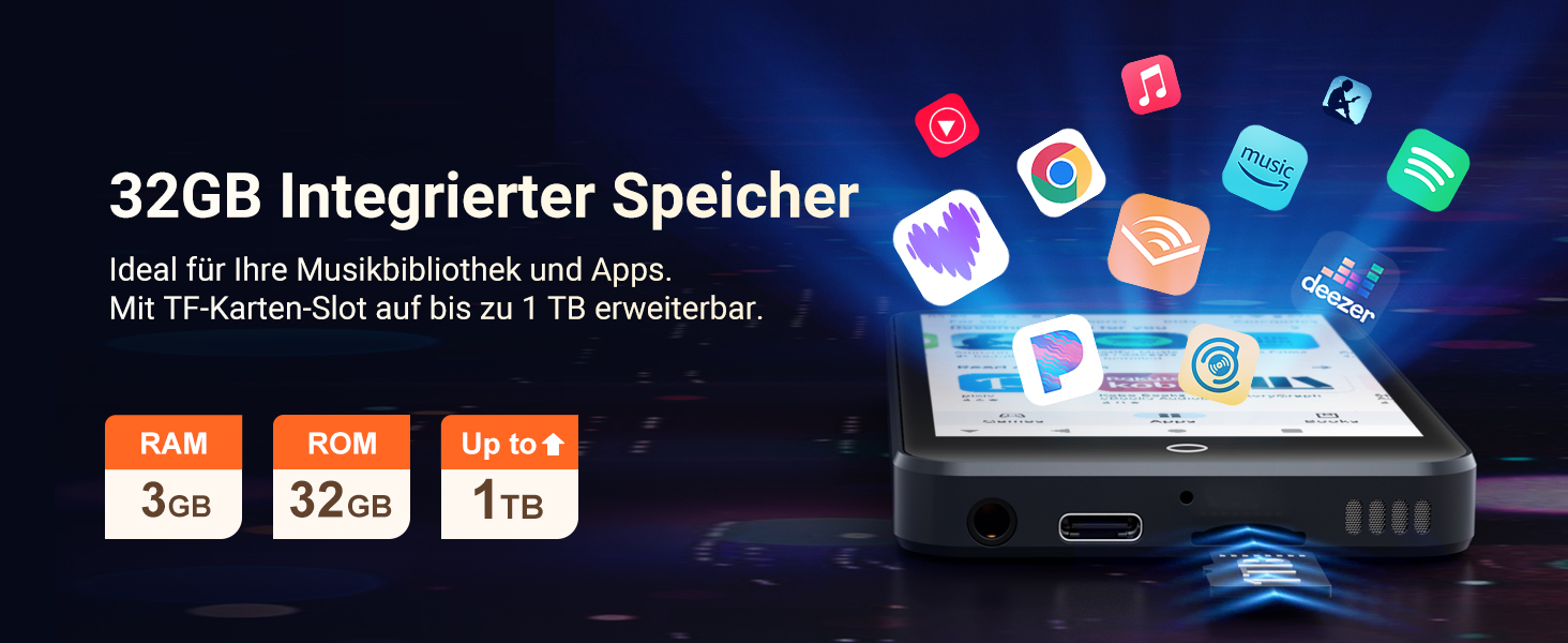 MP3 плеєр Mechen H10 Lite 32GB Android 13 з WiFi, Bluetooth, Spotify, FM радіо, сенсорний екран 4 дюйми