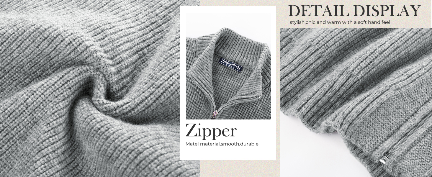 Кардиган чоловічий PJ PAUL JONES з рифленого в'язання, довгі рукави, зимова куртка, тонкий трикотаж, з коміром-стійкою та блискавкою, колір морської хвилі (S)