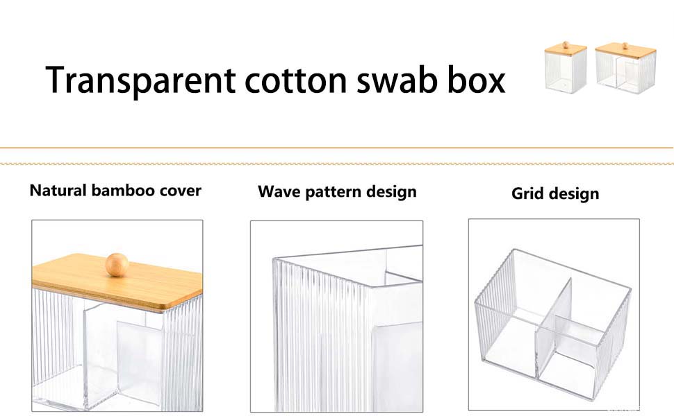 Диспенсер для ватних паличок 3 шт. Чорний, контейнер для ватних дисків та паличок, органайзер для ватного диска, бамбуковий диспенсер, органайзер для тампонів для ванної кімнати, туалетного столика, вітальні