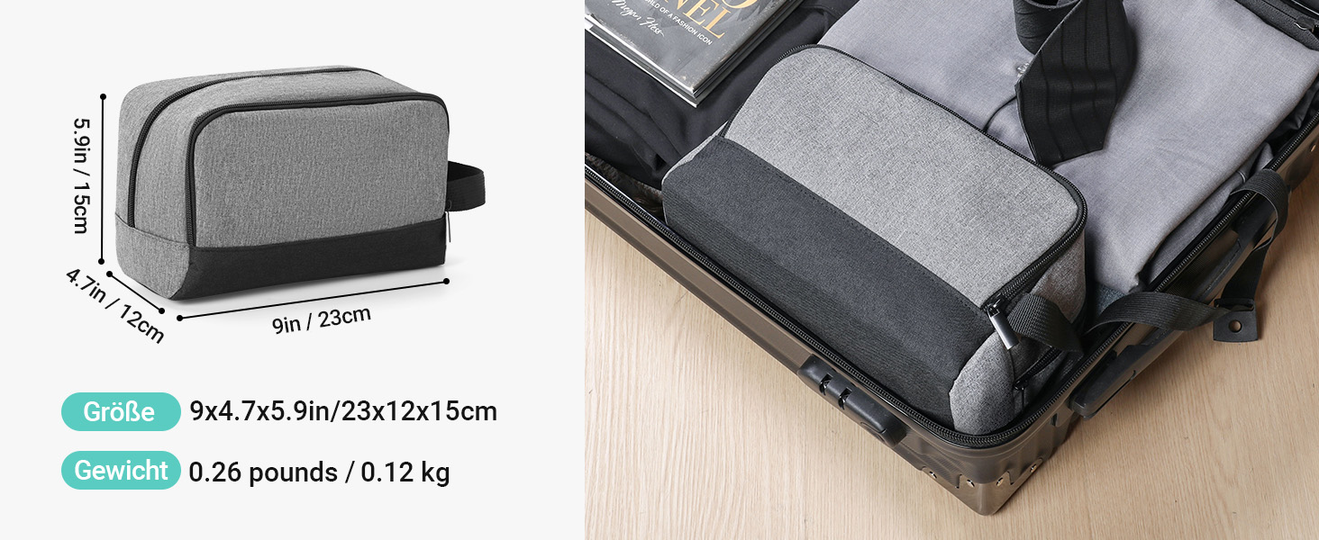 Чоловічий дорожній набір Elviros: органайзер для туалетних аксесуарів, кульки для гоління, сірий