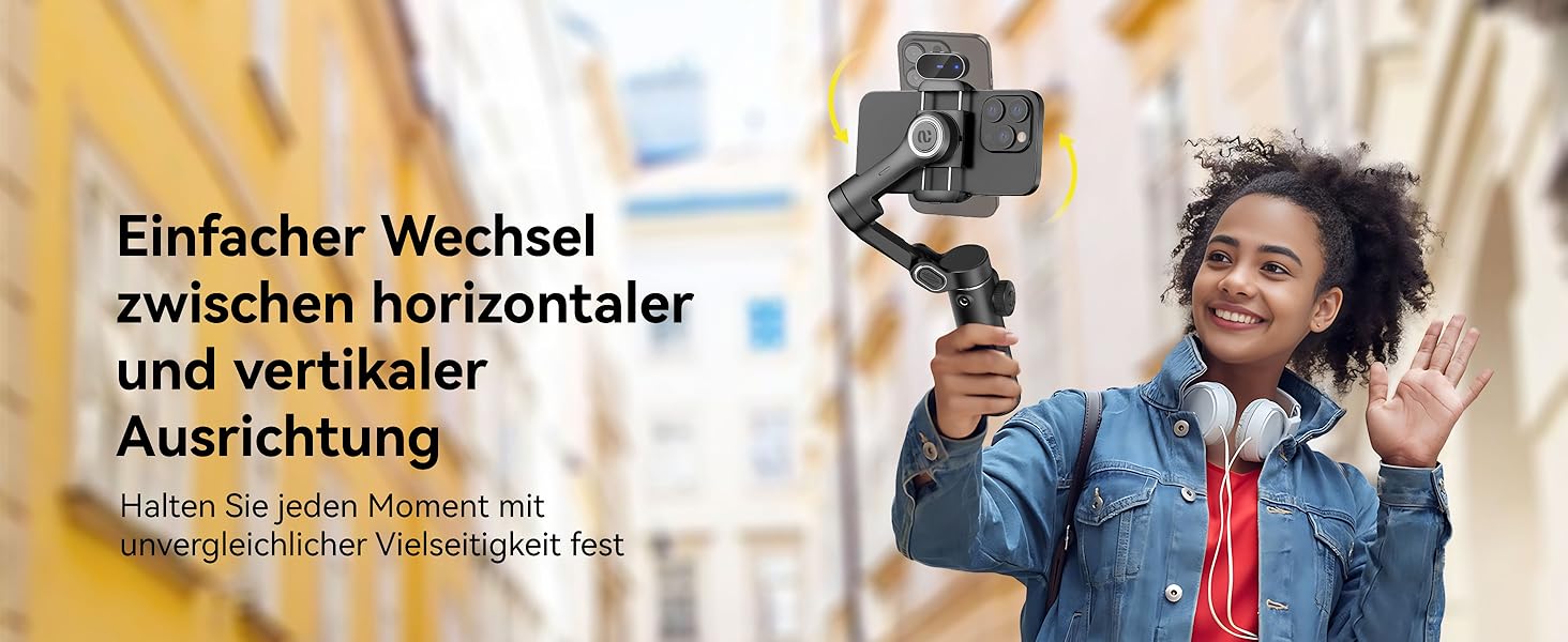 Стабілізатор Gimbal AOCHUAN для iPhone/Android з 7.8-дюймовою штангою та OLED-дисплеєм - 3-осьовий, чорний