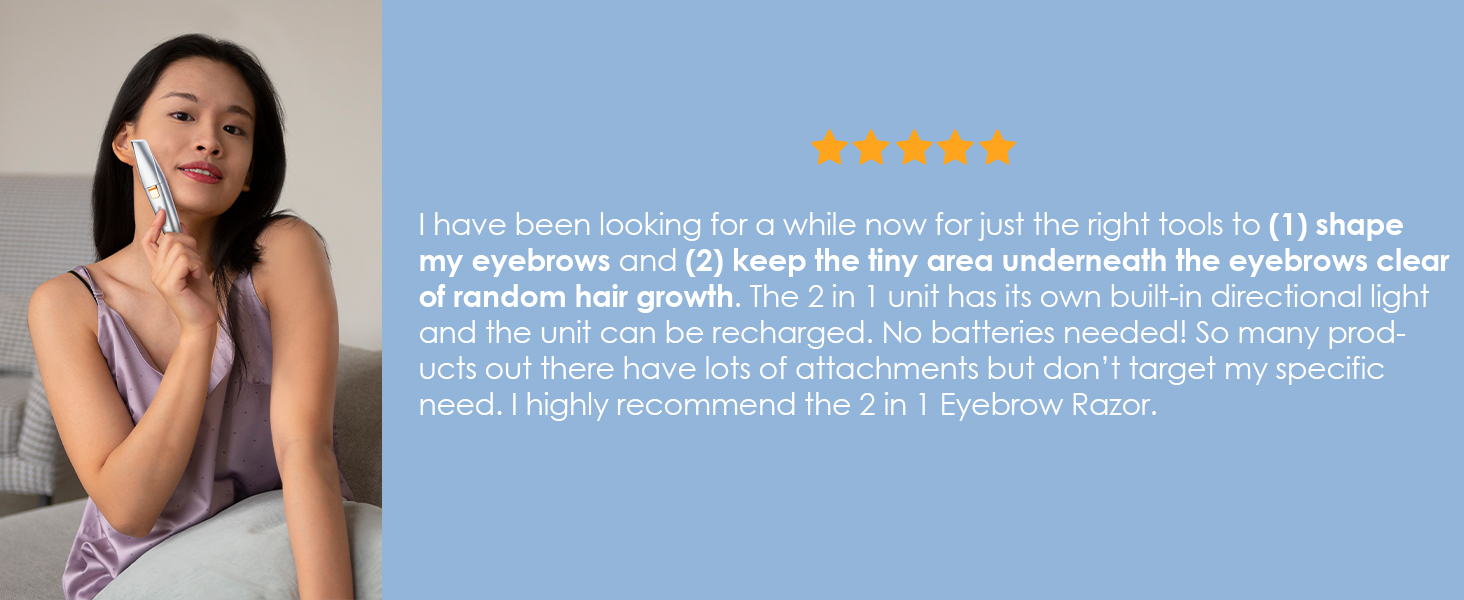 Триммер для обличчя та брів VG VOGCREST 2-в-1: бездротовий, з LED-підсвіткою, рожево-золотий/блакитний