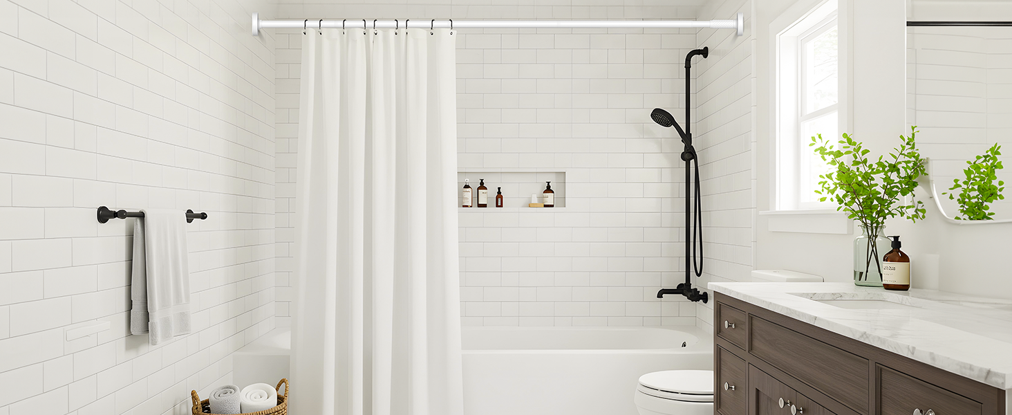 Штанга для карнизів AIZESI без свердління, 100-230 см, Ø 25 мм, телескопічна, для кріплення - регульована штанга для вікон, душу, балкону (білий, 81-158 см)